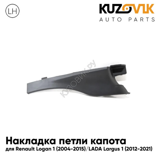 Накладка петли капота левая Renault Logan 1 (2004-2015) / LADA Largus 1 (2012-2021) KUZOVIK